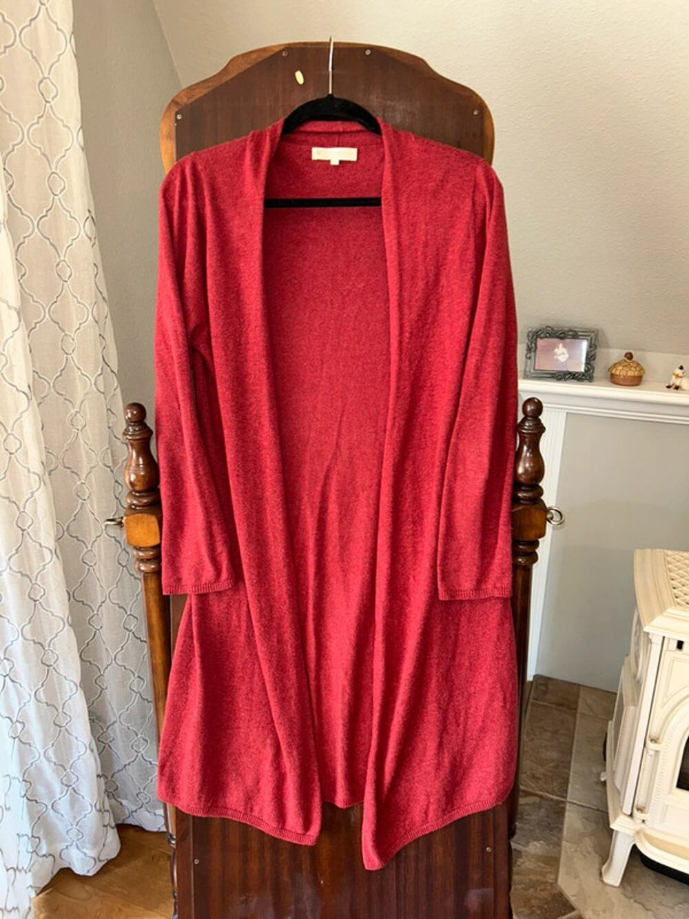Indigenous Organic Pima Cotton small Open Front Cardigan red fair trade Peru